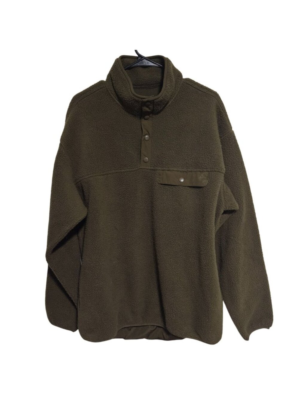 Goodfellow & Co Sherpa Snap Pullover Mens Large Olive Green Soft Cozy Warm Layer